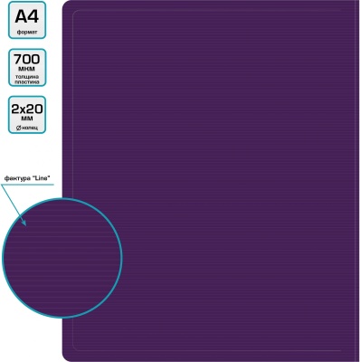Папка на 2-х кольцах Бюрократ ДеЛюкс DL0740/2BBERRY A4 пластик 0.7мм кор.32мм черничный