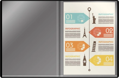 Папка с 10 прозр.вклад. Silwerhof SE-V10BLK A4 пластик 0.5мм черный