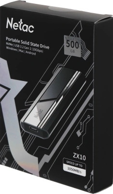 Накопитель SSD Netac USB-C 500GB NT01ZX10-500G-32BK ZX10 черный