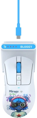 Мышь A4Tech Bloody R73 Ultra Duo белый/рисунок оптическая 20000dpi беспров. USB/USB-C 7but (R73 ULTRA DUO NYX MIRAGE)