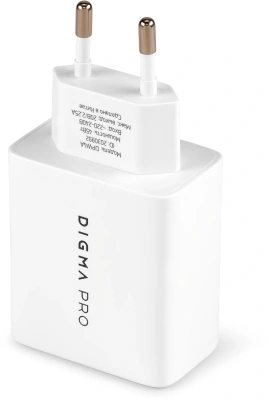 Сетевое зар./устр. Digma Pro DPW4A 45W 3A (PD+QC) USB-C/USB-A универсальное белый (DPW4A5GX11WH)