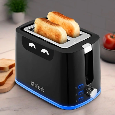 Тостер Kitfort КТ-6410 900Вт черный/синий