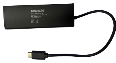 Разветвитель USB-C Digma HUB-4U2.0-UC-B 4порт. черный