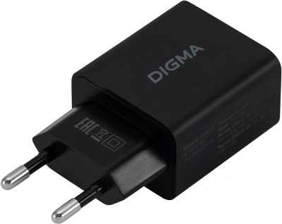 Сетевое зар./устр. Digma DGW2D 20W 3A+1A (PD+QC) USB-C/USB-A универсальное черный (DGW2D0F110BK)