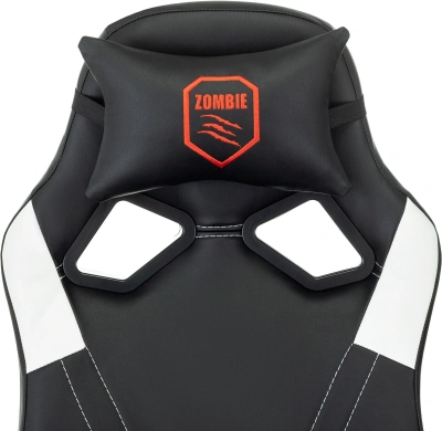 Кресло игровое Zombie 50 черный/белый экокожа крестов. пластик