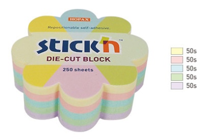 Блок самоклеящийся бумажный Stick`n 21832 67x67мм 250лист. пастель ассорти "цветок"