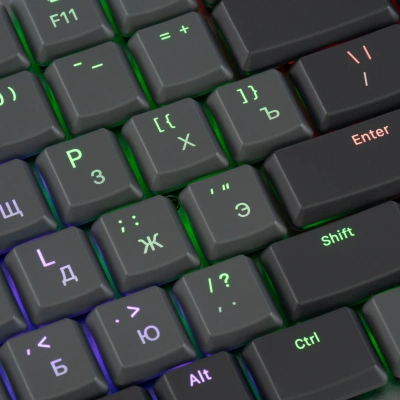 Клавиатура Оклик K615X механическая серый/серебристый USB slim Multimedia for gamer LED (1934413) кабель 1.5м