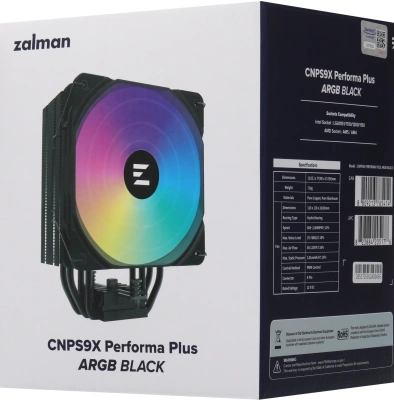Устройство охлаждения(кулер) Zalman CNPS9X Performa Plus ARGB Soc-AM5/AM4/1200/1700/1851 черный 4-pin 29.7dB Al+Cu 220W 710gr Ret (CNPS9X PERFORMA PLUS ARGB BL)