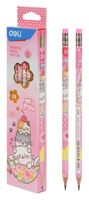 Карандаш ч/г Deli MiYou EC012-2B 2B шестигран. карт.кор. (12шт)