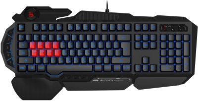 Клавиатура A4Tech B318 черный USB Multimedia for gamer LED (подставка для запястий) кабель 1.8м