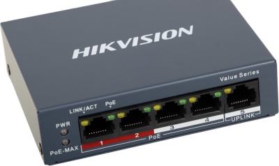 Коммутатор Hikvision DS-3E0105P-E/M(C) 4x100Мбит/с 4PoE+ 35W неуправляемый