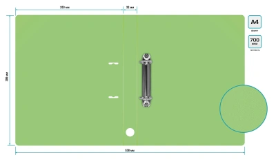 Папка на 2-х D-кольцах Бюрократ Минерал GEM0812/2RGRN A4 пластик 0.7мм кор.32мм торц.карм с бум. встав зеленый турмалин