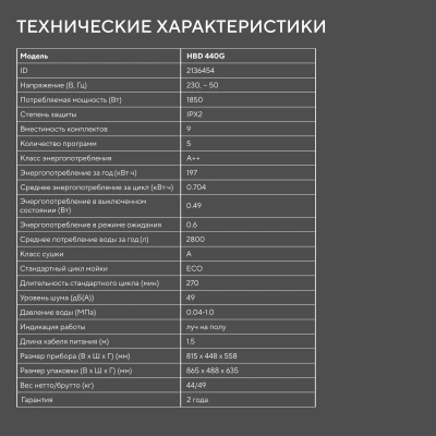 Посудомоечная машина встраив. Hyundai HBD 440G 1850Вт узкая нержавеющая сталь