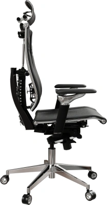 Кресло руководителя эргономичное Метта Yoga Spine Triumph L2 (M06) черный сиденье черный сет./экокожа с подголов. крестов.5-луч. металл хром