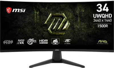 Монитор MSI 34" Mag 346CQDF E20 черный VA LED 21:9 HDMI матовая 300cd 178гр/178гр 3440x1440 200Hz DP 2K 6.37кг