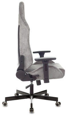 Кресло игровое Knight N1 Fabric серый Light-19 с подголов. крестов. металл
