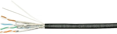 Кабель информационный Cabeus STP-4P-Cat.6a-SOLID-OUT-LSZH-UV кат.6A U/FTP 4 пары LSZH универсальный 305м черный