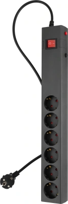 Сетевой фильтр Buro 600SE-3-B 3м (6 розеток) черный (коробка)
