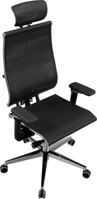 Кресло руководителя эргономичное Метта Yoga 4DF B2-5D - YM93 черный сиденье черный сетка с подголов. крестов. сталь хром