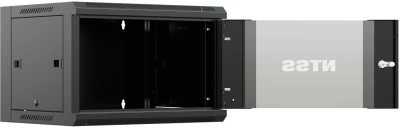 Шкаф коммутационный NTSS (NTSS-W6U6060GS-BL) настенный 6U 570x600мм пер.дв.стекл 60кг черный 500мм 18.8кг 220град. 370мм IP20 сталь
