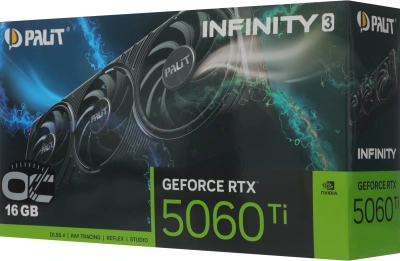 Видеокарта Palit PCI-E 5.0 PA-RTX5060Ti INFINITY 3 OC NVIDIA GeForce RTX 5060TI 16Gb 128bit GDDR7 2407/28000 HDMIx1 DPx3 HDCP Ret