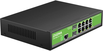 Коммутатор Digma DSP708G-2S-T135 (L2+) 8x1Гбит/с 2SFP 8PoE 8PoE+ 135W управляемый