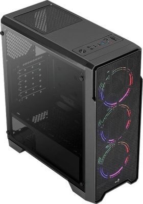 Корпус Aerocool Ore Saturn FRGB-G-BK-v1 черный без БП ATX 3x120mm 2xUSB2.0 1xUSB3.0 audio CardReader bott PSU