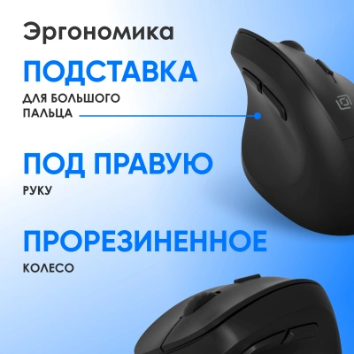 Мышь Оклик 688MW ERGO черный оптическая 2400dpi silent беспров. BT/Radio USB 6but (2070320)