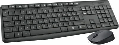 Клавиатура + мышь Logitech MK235 клав:серый мышь:серый/черный USB беспроводная Multimedia (920-007949)