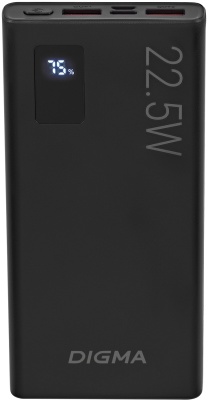 Мобильный аккумулятор Digma DGPF10A 10000mAh QC3.0/PD3.0 22.5W 3A 2xUSB-A/USB-C черный (DGPF10A22PBK)