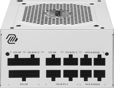 Блок питания MSI ATX 850W MAG A850GL WH PCIE5 80+ gold (20+4pin) APFC 120mm fan 8xSATA Cab Manag RTL