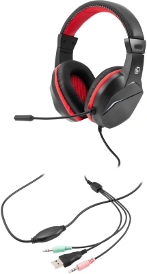 Наушники с микрофоном Оклик HS-L335G черный 2.2м мониторные USB оголовье (1972582)