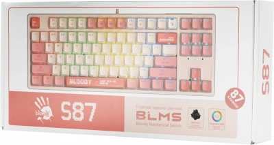 Клавиатура A4Tech S87 Energy механическая розовый USB for gamer LED (S87 USB ENERGY PINK) кабель 1.8м