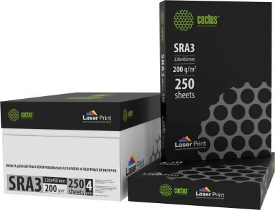 Бумага Cactus CS-LPSRA3200250 SRA3 марка A/200г/м2/250л./белый CIE170% для лазерной печати