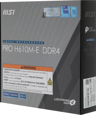 Материнская плата MSI PRO H610M-E DDR4 Soc-1700 Intel H610 2xDDR4 mATX AC`97 8ch(7.1) GbLAN+VGA+HDMI