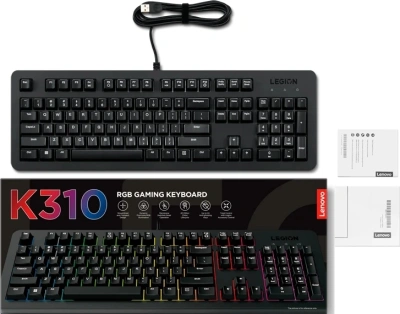 Клавиатура Lenovo K310 RGB черный USB for gamer LED (GY41N91872) кабель 1.8м