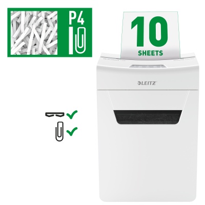 Шредер Leitz IQ Protect Premium 10X белый (секр.P-4) фрагменты 10лист. 18лтр. скрепки скобы