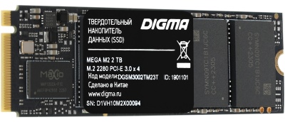 Накопитель SSD Digma PCIe 3.0 x4 2TB DGSM3002TM23T Mega M2 M.2 2280