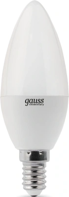 Лампа светодиодная Gauss Elementary 8Вт цок.:E14 свеча 220B св.свеч.бел.теп. С37 (упак.:10шт) (33118)