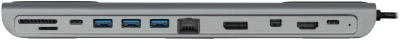 Стыковочная станция Digma DS-991 USB Type-C серый 1xHDMI 1xDP 1xminiDP 1xRJ-45 1xUSB Type-C 3xUSB 3.0