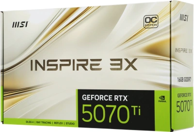 Видеокарта MSI PCI-E 5.0 RTX 5070 TI 16G INSPIRE 3X OC NVIDIA GeForce RTX 5070TI 16Gb 256bit GDDR7 2482/28000 HDMIx1 DPx3 HDCP Ret