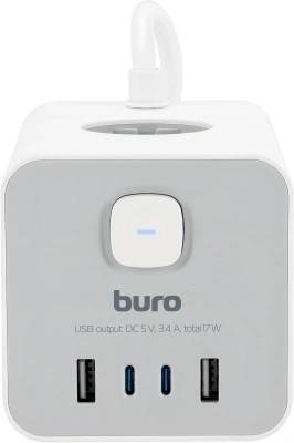 Сетевой удлинитель Buro BU-PTE4.1UC-W 1.5м (4 розетки) белый (коробка)