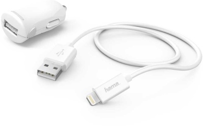 Автомобильное зар./устр. Hama H-183266 12W 2.4A USB для Apple белый (00183266)