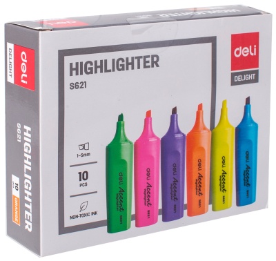 Текстовыделитель Deli ES621Sorange Macaron скошенный пиш. наконечник 1-5мм оранжевый