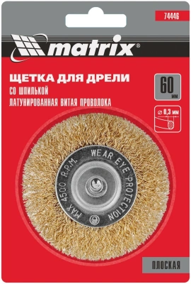 Щетка дисковая по мет. Matrix 74446 d=60мм d(посад.)=6мм (дрели)
