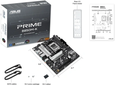 Материнская плата Asus PRIME B850M-K Socket AM5 AMD B850 2xDDR5 mATX AC`97 8ch(7.1) 2.5Gg RAID+HDMI+DP