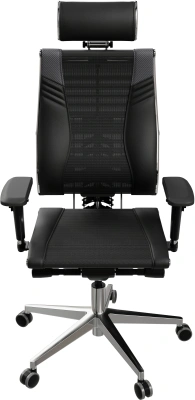 Кресло руководителя эргономичное Метта Yoga 4DT B2-15D - YM93+Infinity+carbon черный сетка/кожа с подголов. крестов. алюминий хром