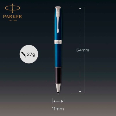 Ручка роллер Parker Sonnet Core T539 (1931535) LaqBlue CT F черн. черн. подар.кор.