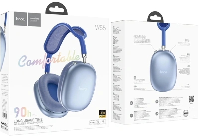 Гарнитура мониторные Hoco W55 1.2м синий беспроводные bluetooth оголовье (32690)