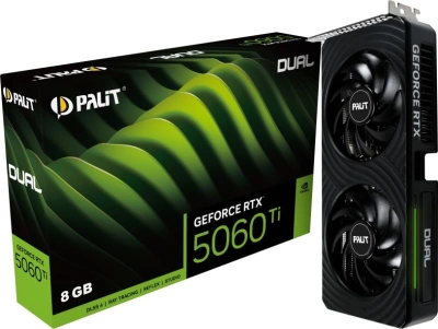 Видеокарта Palit PCI-E 5.0 PA-RTX5060Ti DUAL NVIDIA GeForce RTX 5060TI 8Gb 128bit GDDR7 2407/28000 HDMIx1 DPx3 HDCP Ret